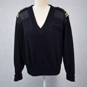 Vintage Women's Large USN Navy Pullover Jack Young Sweater Black Supply Corps